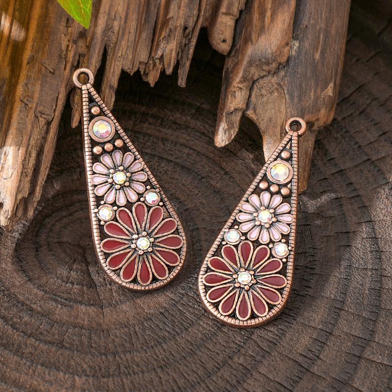 5Pcs Bohemia Enameling Teardrop Pendants For Women Diy Earrings Necklaces Pendants Charms Making Jewelry Accessories