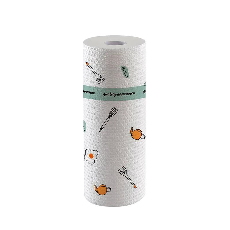 Kitchen Cloths Absorb Water Oil Tear Pull Quickly Conveniently Washable Printing Cleaning Disposable Dishwashing Cloth Household