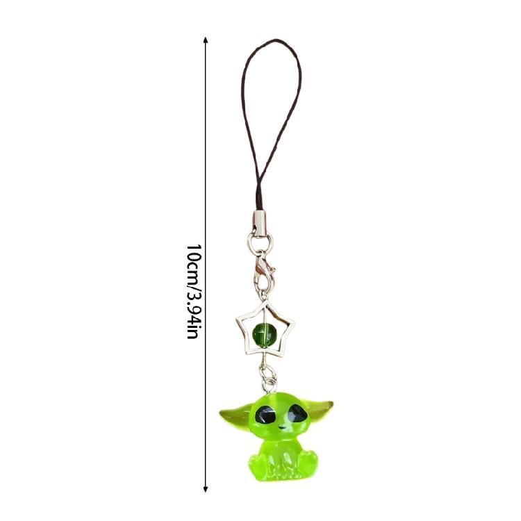Miniature Alien Figure Keychain Glowing Resin Novelty Ornament for Bags And Keys Stylish Phone Accessory