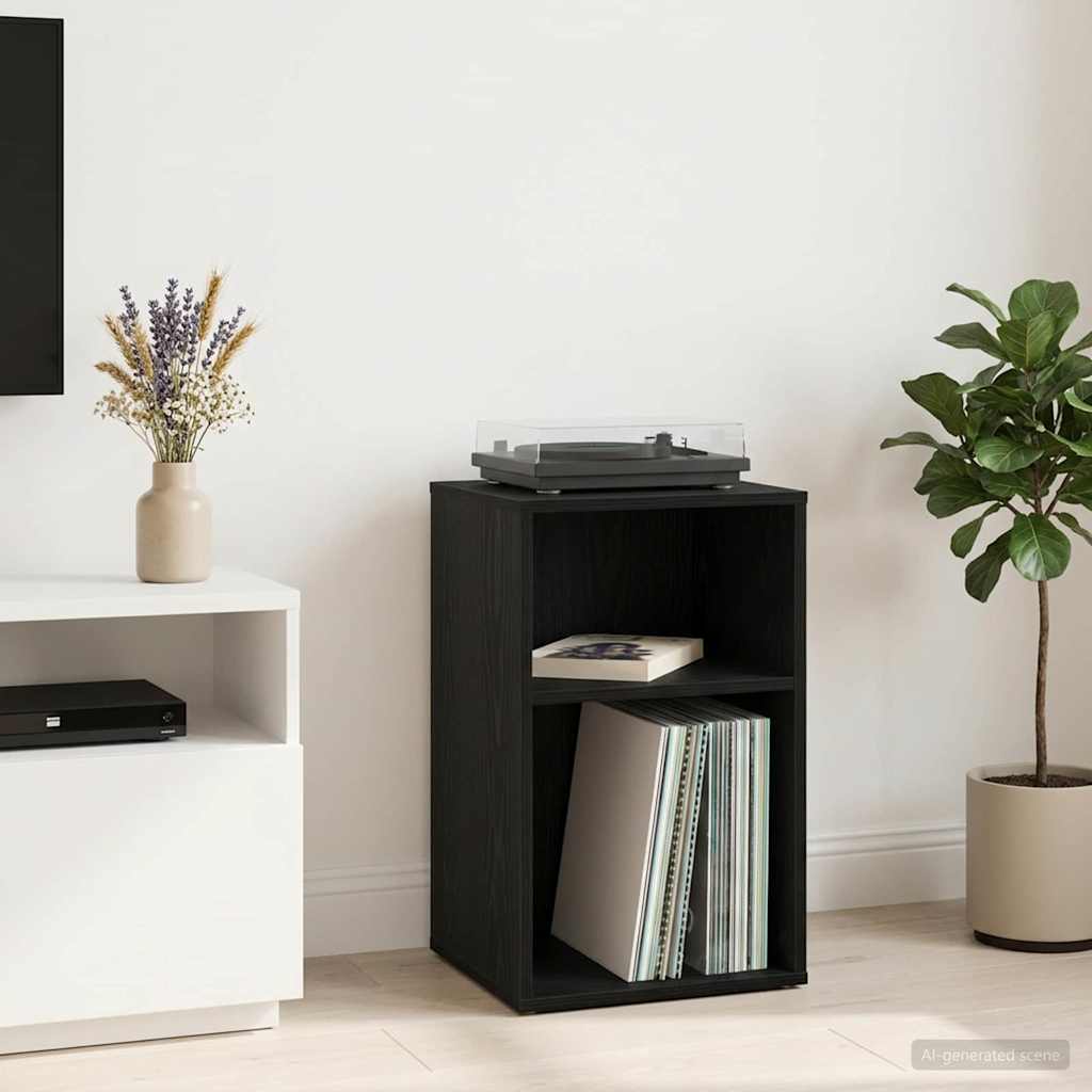 Vinyl Record Cabinet Black Oak Effect 38 X 33 X 61 Cm