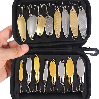16 Stück Angelköder Spinner Löffel Set Fluchtverhinderung Drillingshaken Mit Aufbewahrungstasche Für Forelle Barsch Lachs