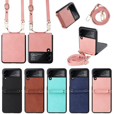 Dragonne de téléphone antichute Étui portefeuille en cuir Pour Samsung Galaxy Z Flip 4 5g Flip3 Flip4 Flip 3 Housse pliante anti-empreintes digitales