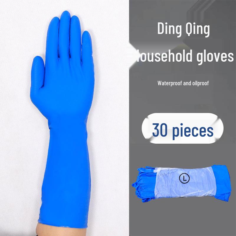 

Утолщенные одноразовые нитриловые перчатки с противоскользящим покрытием: Масло-, кислото- и щелочестойкий для защитной уборки дома Medium