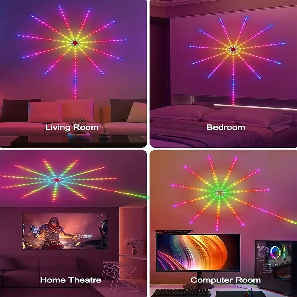 1/2/4 Set RGBIC Smart Feuerwerk LED Streifenlicht USB Betrieben Innen Schlafzimmer Dekorationslichter Für Weihnachten Party Ramadan Feiertagsatmosphäre Lampe
