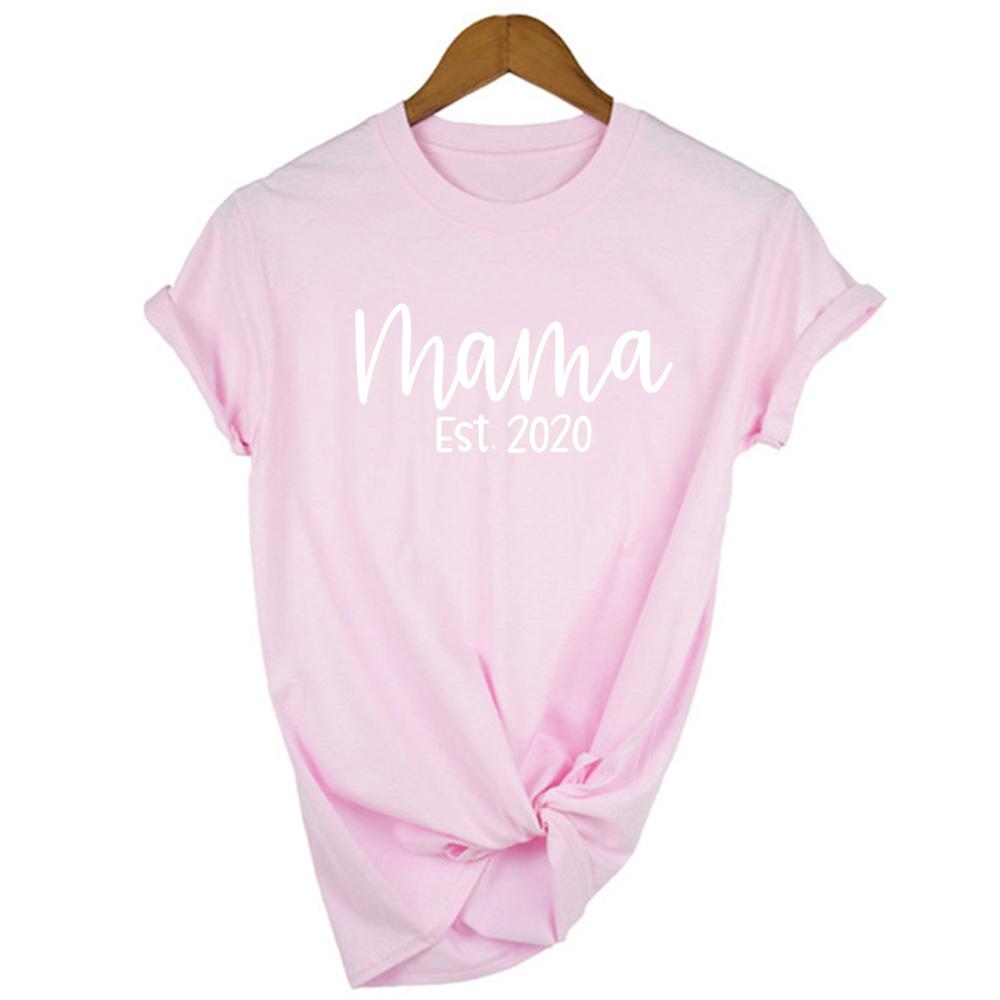 Mama Est Tee Mom Shirts Mum Casual Round Neck Summer Tumblr Clothes T Shirt