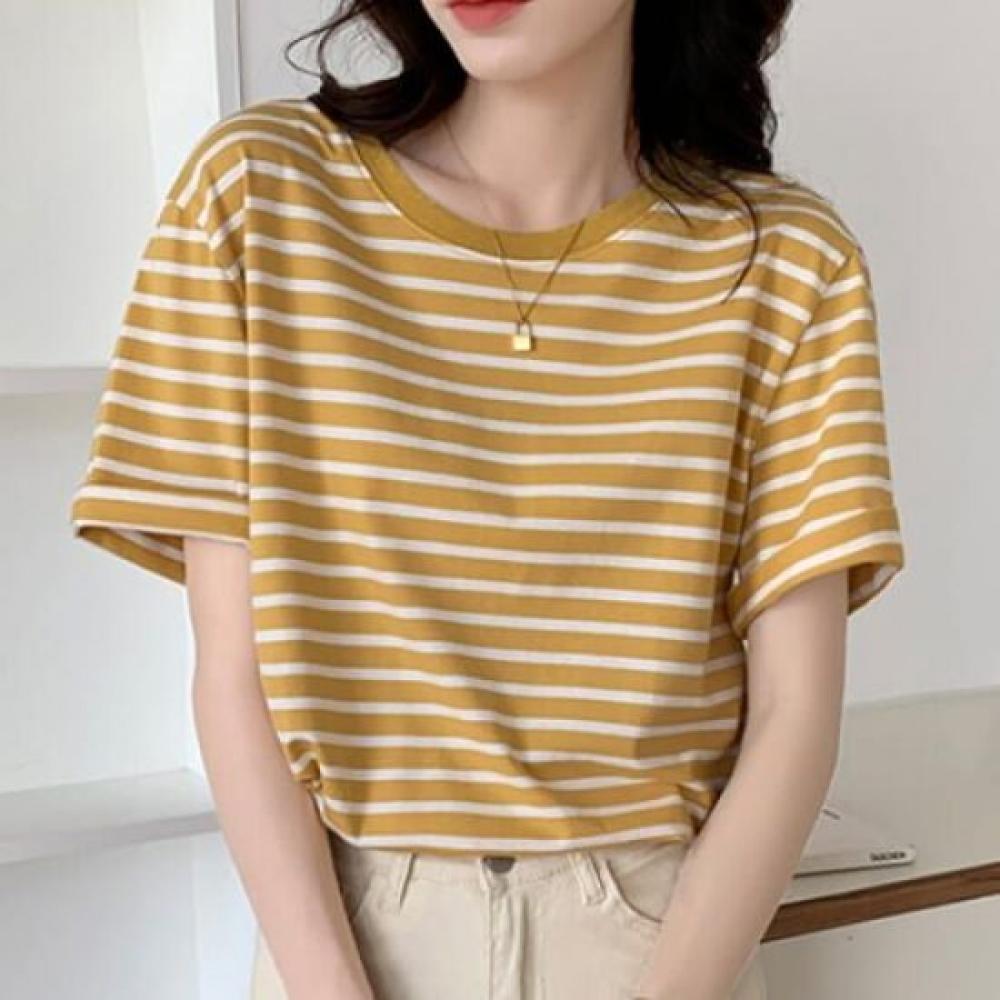 Navava Casual STripe Round ShorT Sleeve T shirT 2 Types