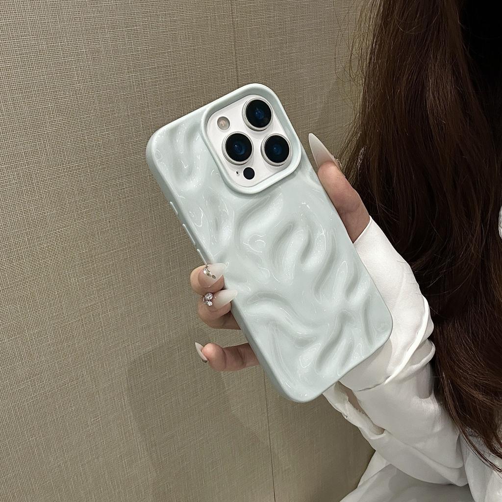 Three-dimensional Meteorite Pattern Solid Color Suitable for Apple 16promax Mobile Phone Case 15 All-inclusive 14 Soft 13 Simple 1211 Tide Xs