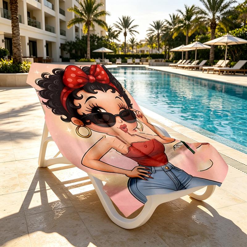 Betty Boop Print Beach Towel Design, Soft, Lightweight. for Home Bathroom, Spa, Pool, Yoga, Surfing, Camping, Gift for Family, Friend