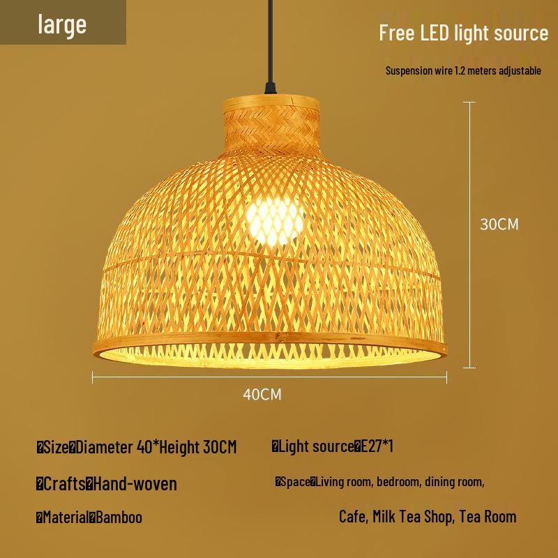 Zen Bamboo Pendant Lamp: Rattan Woven Japanese Tea Room Light