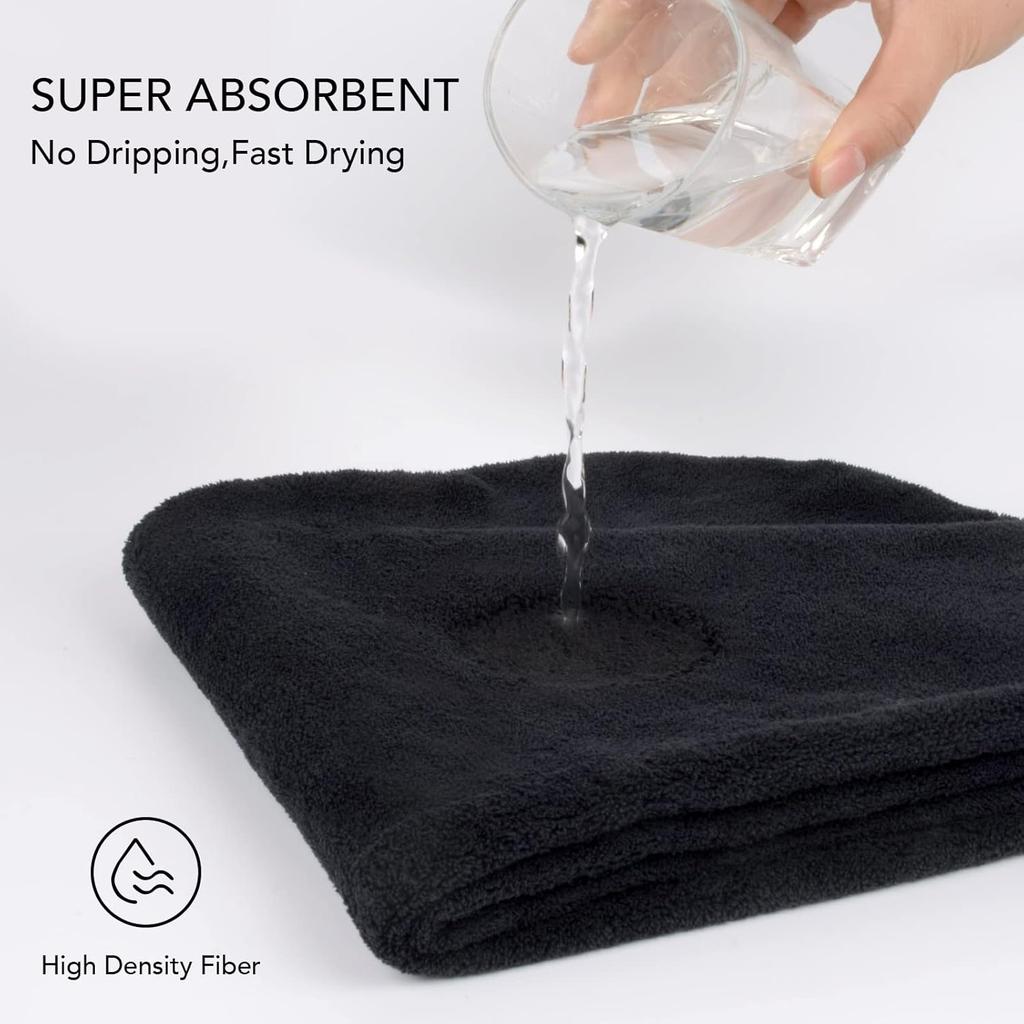 SINLAND Microfiber Hair Drying Cap Hair Towel Turban Twist for Women Fast Drying Towels Head Turban Absorbent Soft Lightweight 3 Pack Black