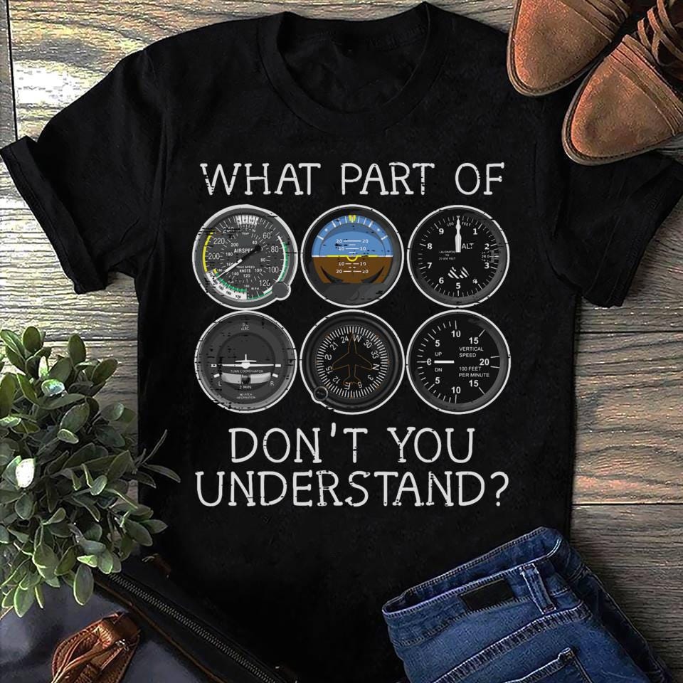 Funny Pilot Shirt Airplane Instruments Aviation Women T Shirts Cotton Tops S чёрный