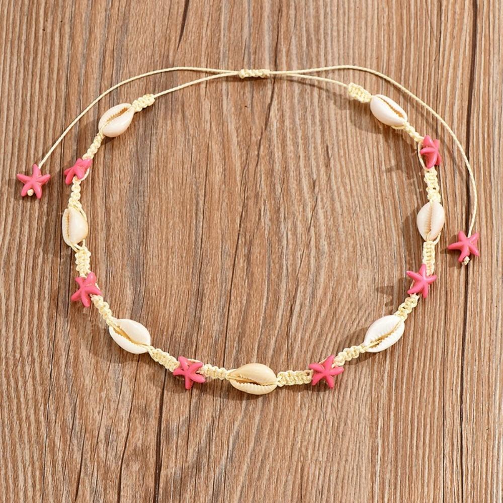 New Shell Necklace Elegant Rope Handmade Pink Starfish Necklace Shell Necklace Simple and Fashionable