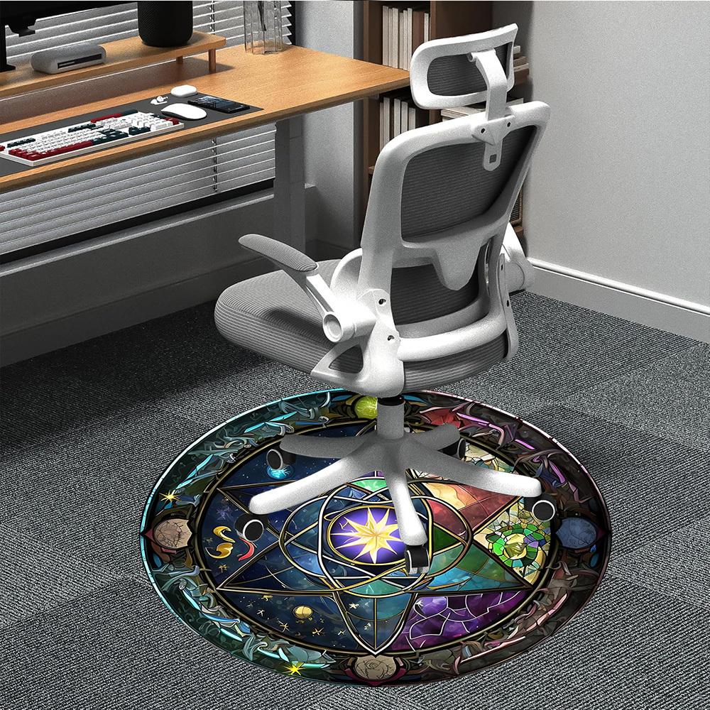 

1pc Stained Glass Window Chair Carpet for Office, Soft Flannel Throw Mat, Perfect for Office,Holiday Party Decoration Choice yy251113053 80cm by 80cm