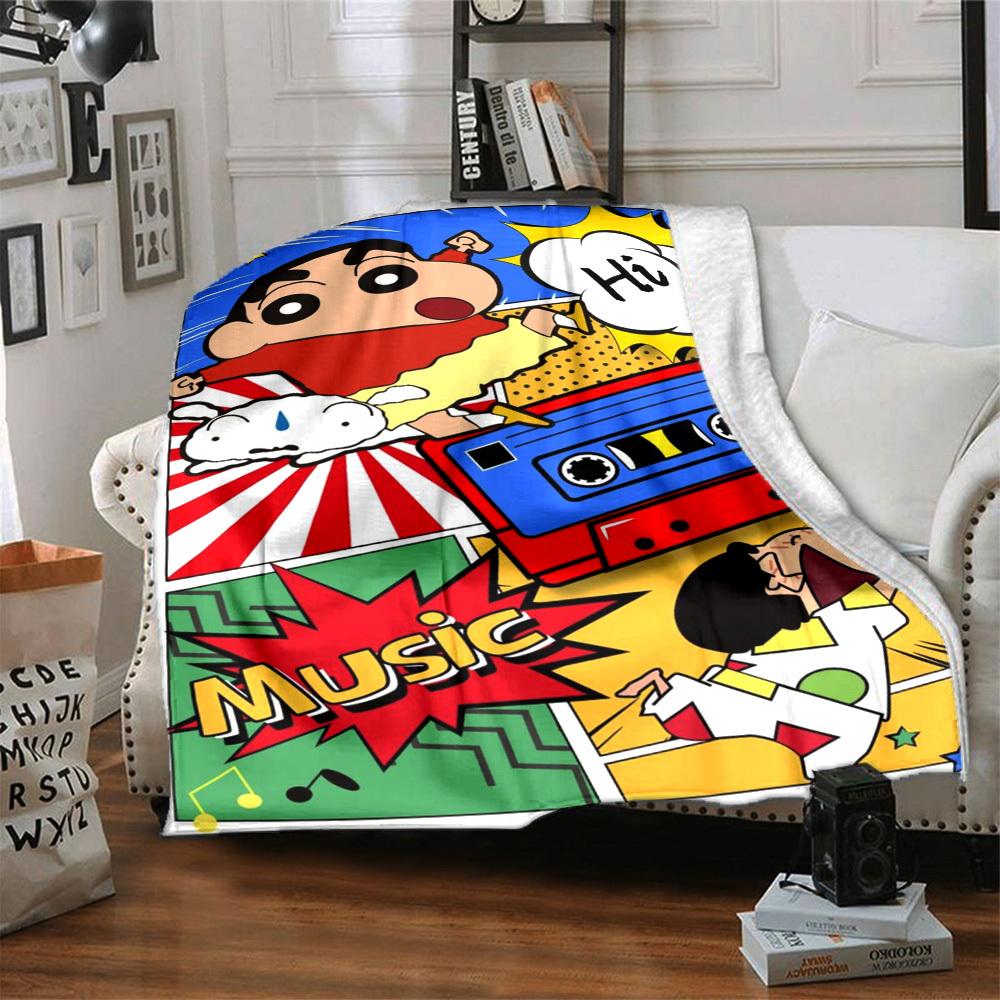 1PC Crayon Shin chan Blanket Lightweight Flannel Throw Blanket for Sofa, Bed, Travel, Camping, Livingroom, Office, Couch