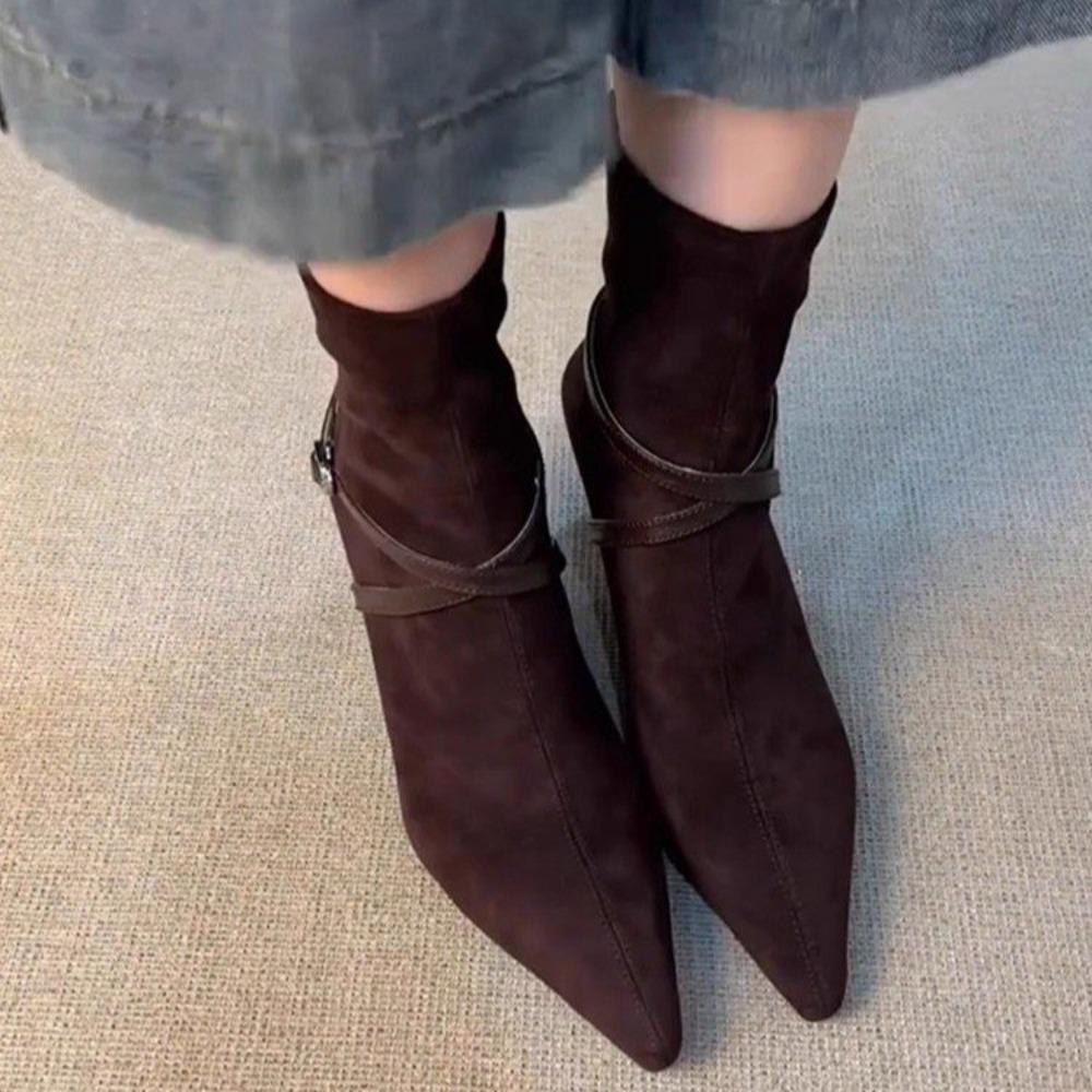Design Autumn Fashion Elastic Slim Women Ankle Boots Fashion Party Stripper Female Shoes Ladies High Heel Short Botas Para Mujer