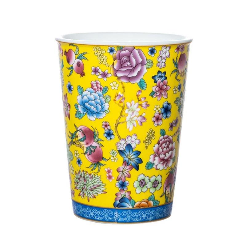 A Handless Ceramic Tea Cups Bar Mugs Floral Pattern Ceramic Tiki Painted Cocktail Cups Personalized Chinese-style Ceramic Cups