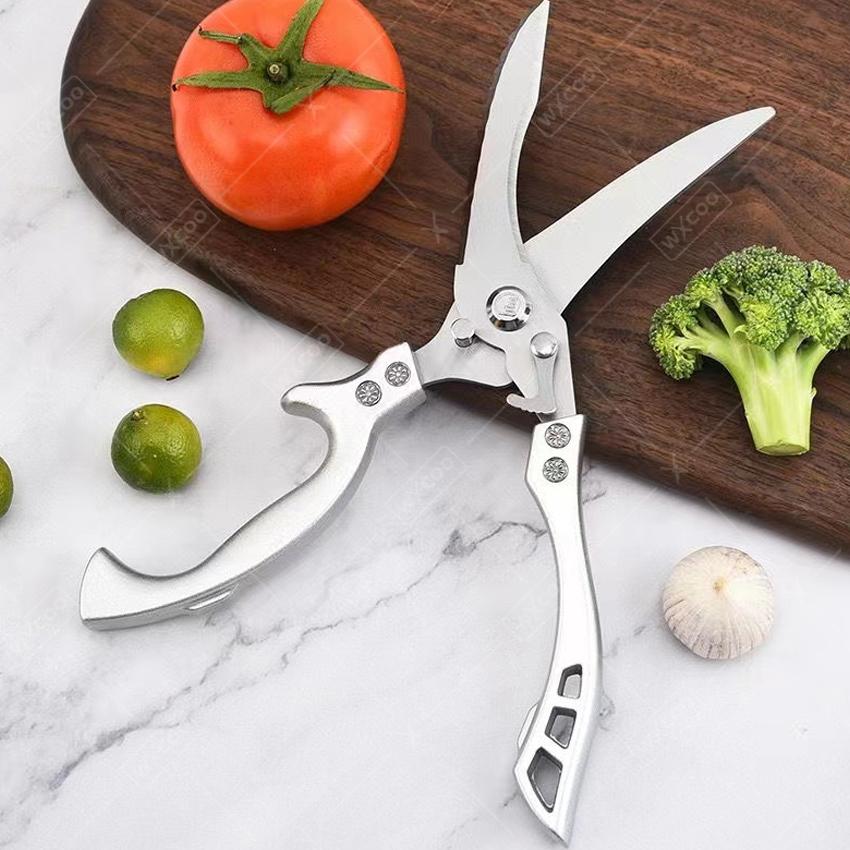 WXCOO Stainless Steel Kitchen Scissors Chicken Bone Scissors Cutting Multifunctional Food Scissors Slicing Fish Meat 5