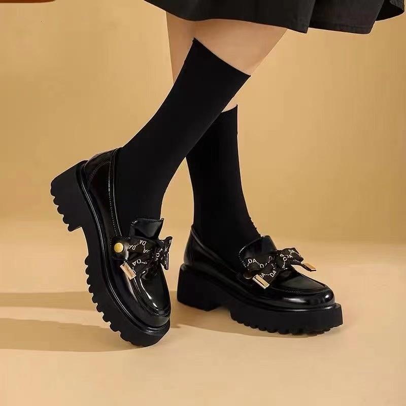 British Style Women's Loafers PU Leather Mary Janes Shoes Retro Round Toe Lolita Platform Shoes Slip On Flats