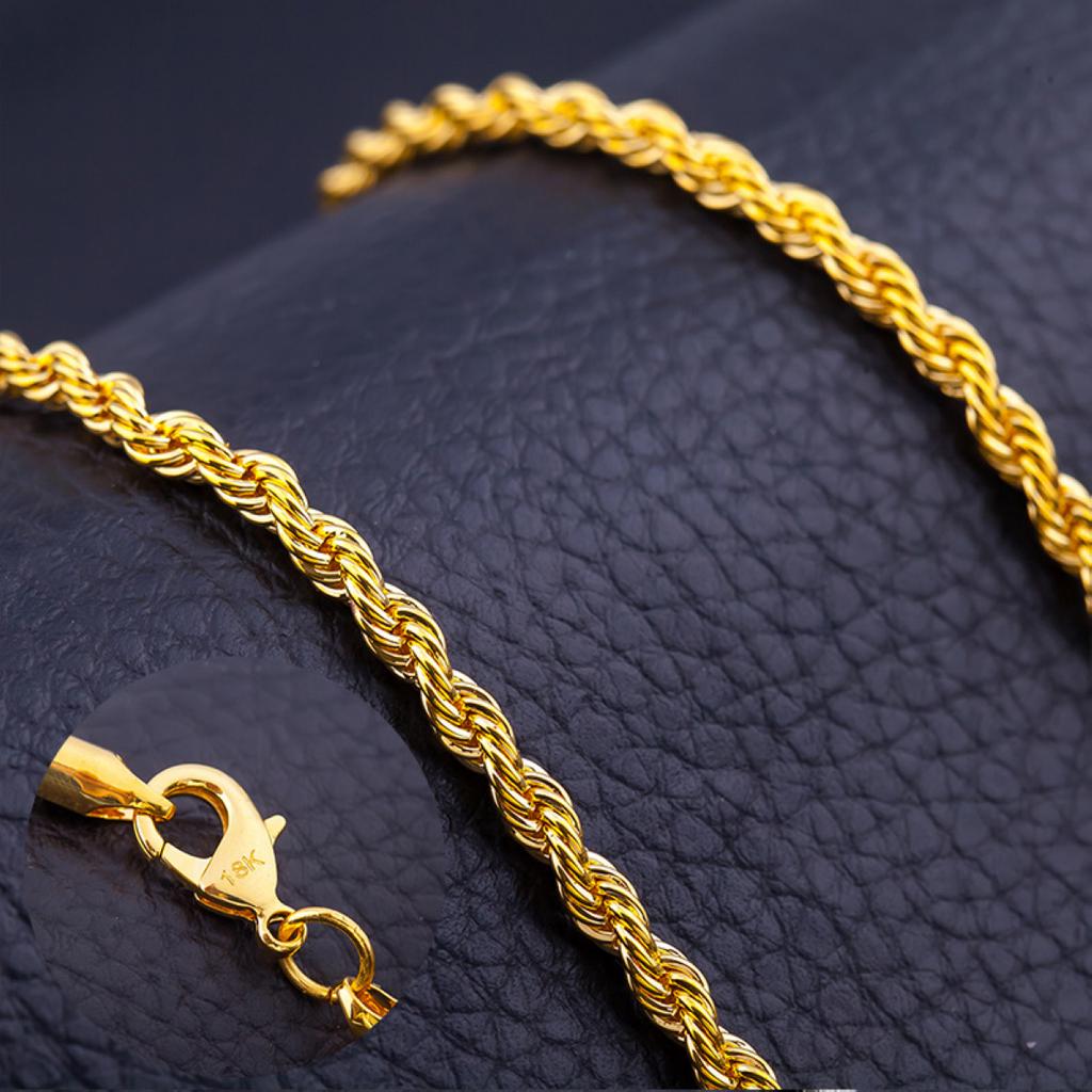 18K Twisted Rope Chain Necklace Jewelry 