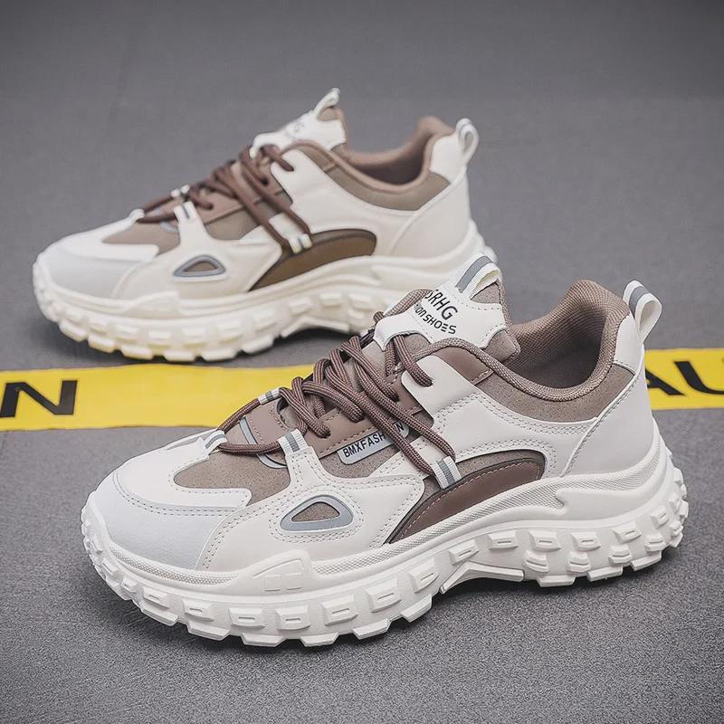 2024 Autumn Men's Breathable Sports Shoes - Korean Style, Non-Slip, Thick-Soled, All-Match Dad Sneakers