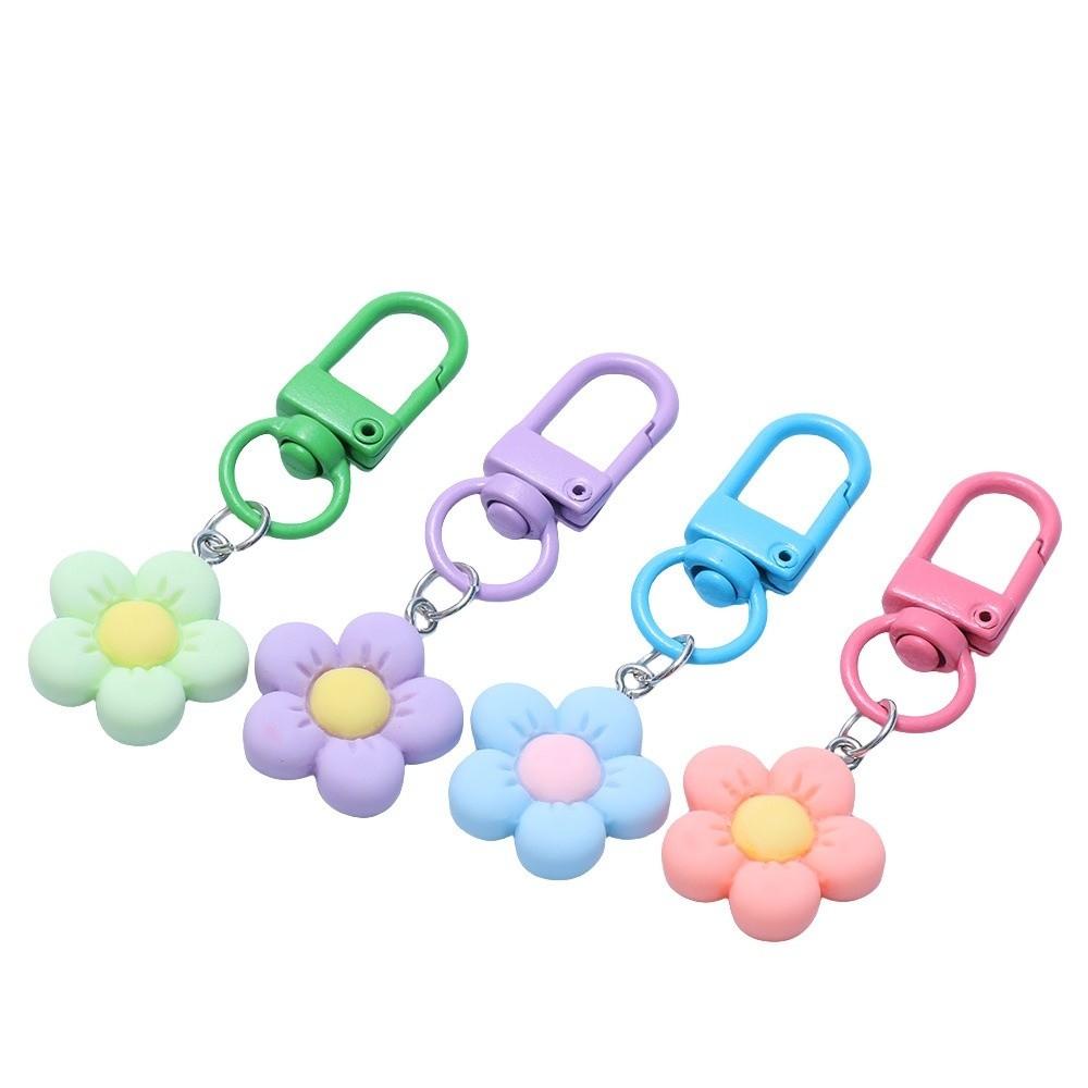 Kawaii Cartoon Colorful Flower Resin Flower Charm Accessories Keychain Backpack Hanging Decoration Bag Charms