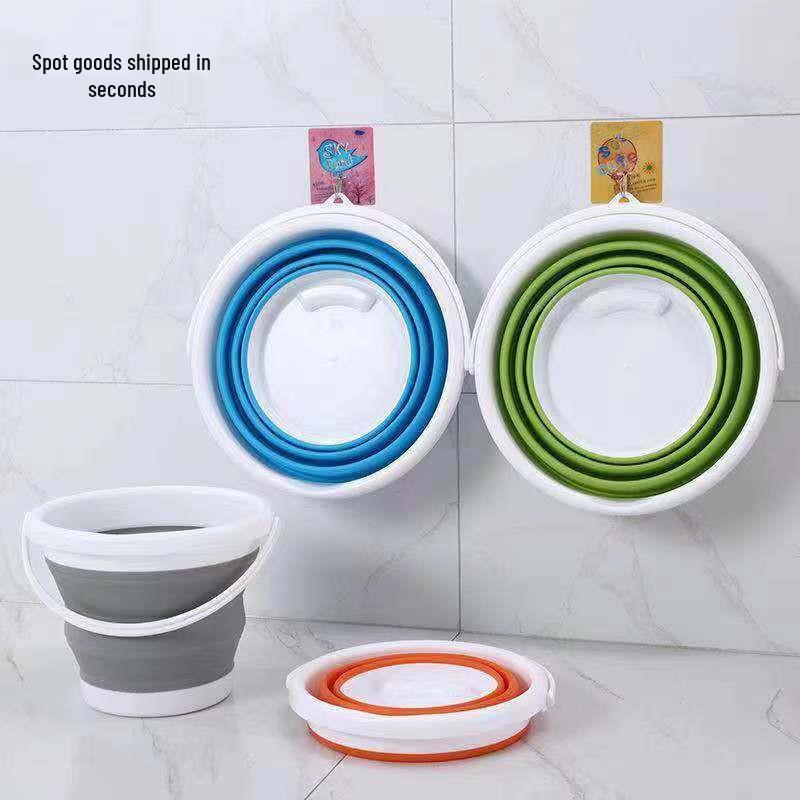 

Portable Folding Water Bucket for Car Wash, Travel, Fishing, and Household Use 10L синій/сірий колір