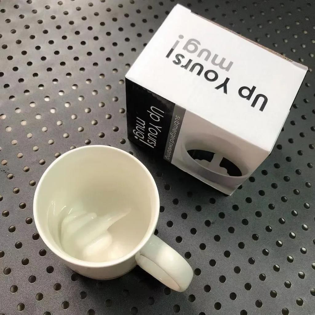300ML Middle Finger Cup White Funny Ceramic Mug Mixing Coffee Milk Water Cup Creative Design Ceramic Mug Drinkware For Party