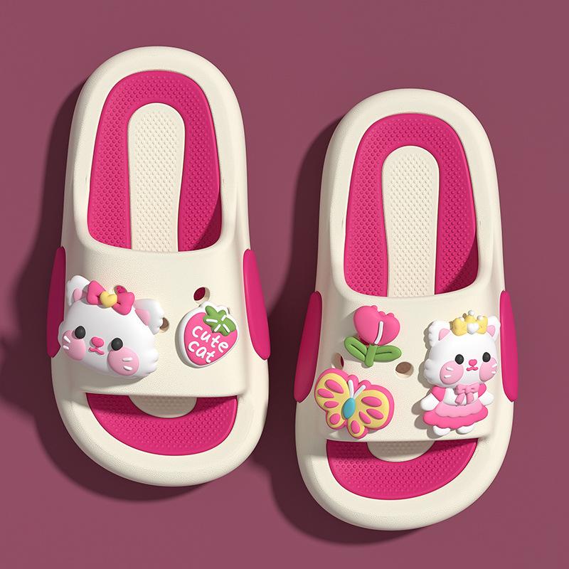 Cute Kitten Cute Fun Cartoon Children's Slippers Girls Summer Indoor Home Non-slip Middle and Older Children's Baby Sandals