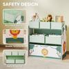Spielzeug-Aufbewahrungseinheiten für Kinder, 3-stufiges Spielzeug-Organizer-Regal mit 6 herausnehmbaren Boxen für Kinder, Schlafzimmer, Spielzimmer, Grün