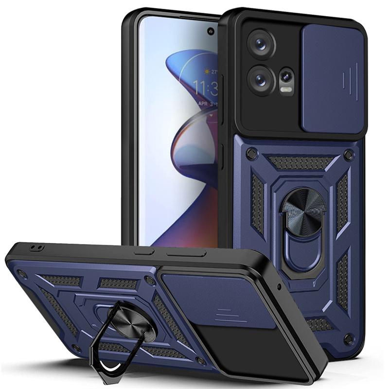 For Moto Edge 30Fusion Case Slide Camera Protect Armor Phone Cases For Motorola Moto Edge 30 Fusion Magnetic Ring Holder Cover