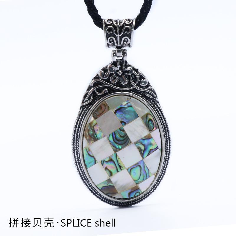 ET of gemtone crystal agate semi-precious stone alloy inlaid gemstone pendant, jewelry