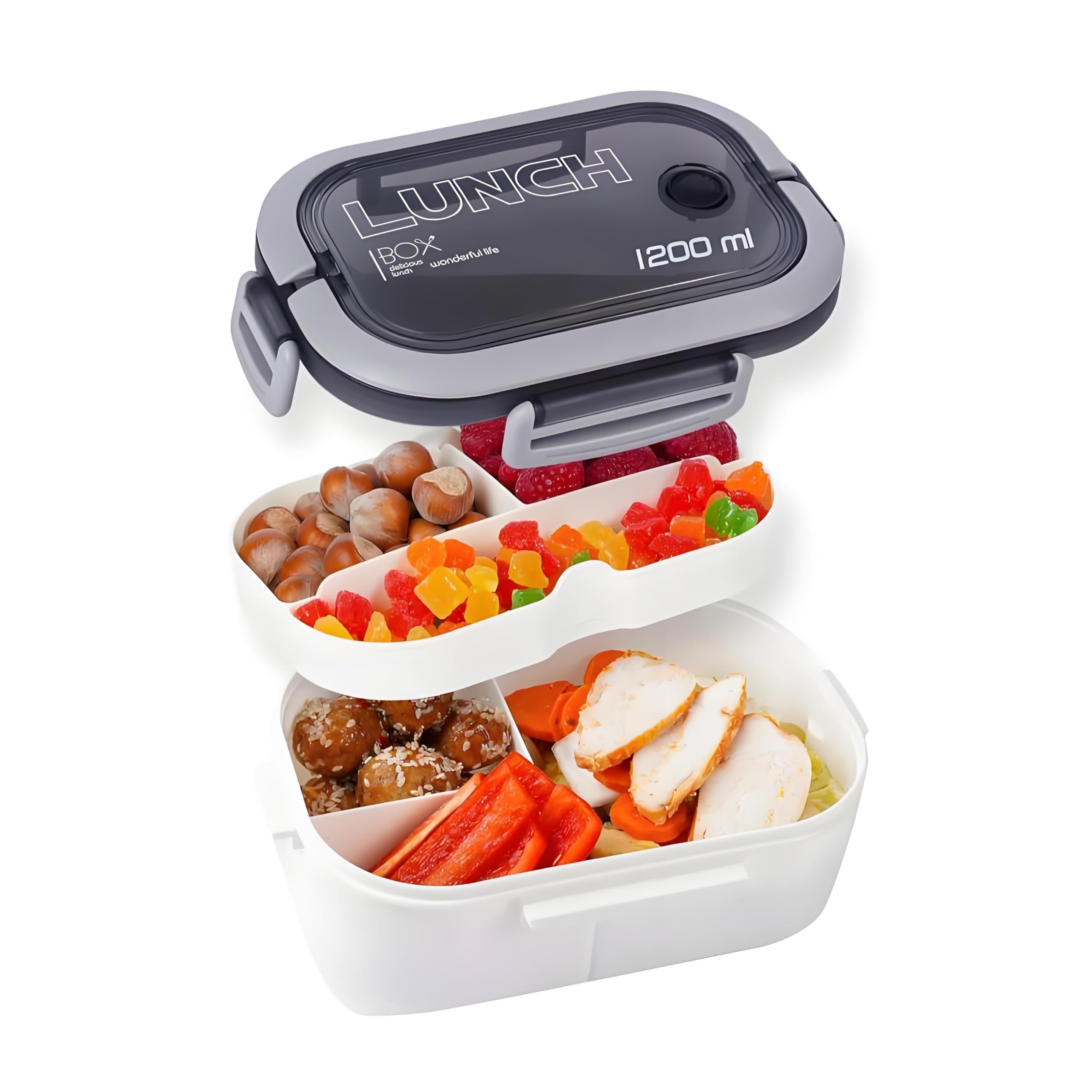 

IOLOYU [BPA-Free High-Quality Resin] 2-Tier Lunch Box, Large Capacity 1200ml, Suitable for Women, Men, Elementary School Students, Children, Girls,