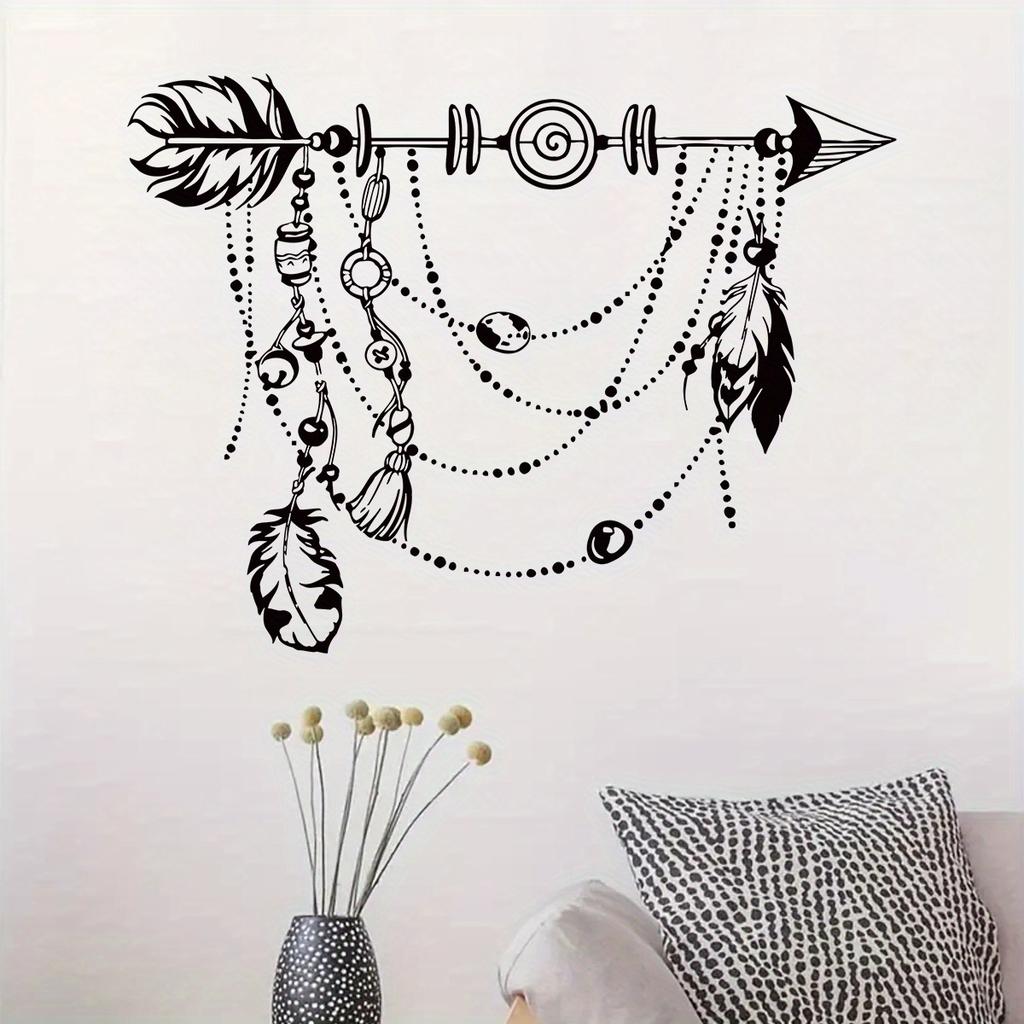 Black Arrow Feather Hominid Jungle Wall Stickers Wall Stickers Removable For Bedroom Living Room Foyer Decoration Wall Decals