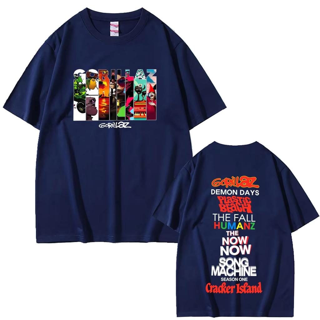Summer New Hot Sale Rock Band Gorillaz Music Album Cover T-shirt Y2K Men Women Vintage Hip Hop Streetwear T-shirt Breathable and Comfortable Clothes