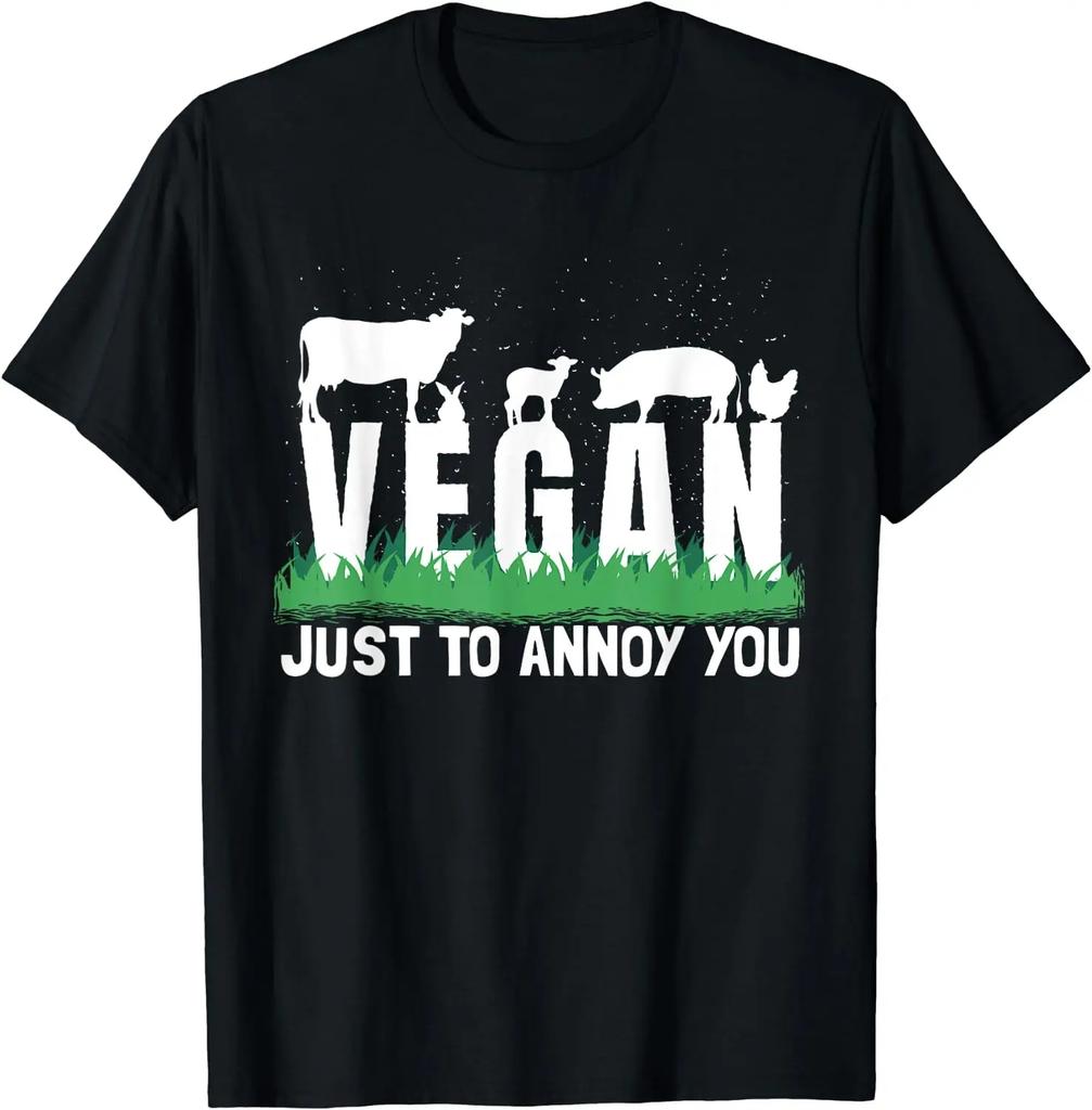 Vegan All Things Proud Vegan Personality Simple Cartoon Custom Printed T-shirt Men High Quality Printed Classic Street Top Men