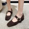 Women Square Toe High Heels Shoes Suede Marie Janes Shoes New Winter Woman Brand Fashion Shallow Elegant Pumps Zapatillas