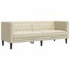 Vidaxl Chesterfield Sofa, Three-Seater, Cream, Faux Leather