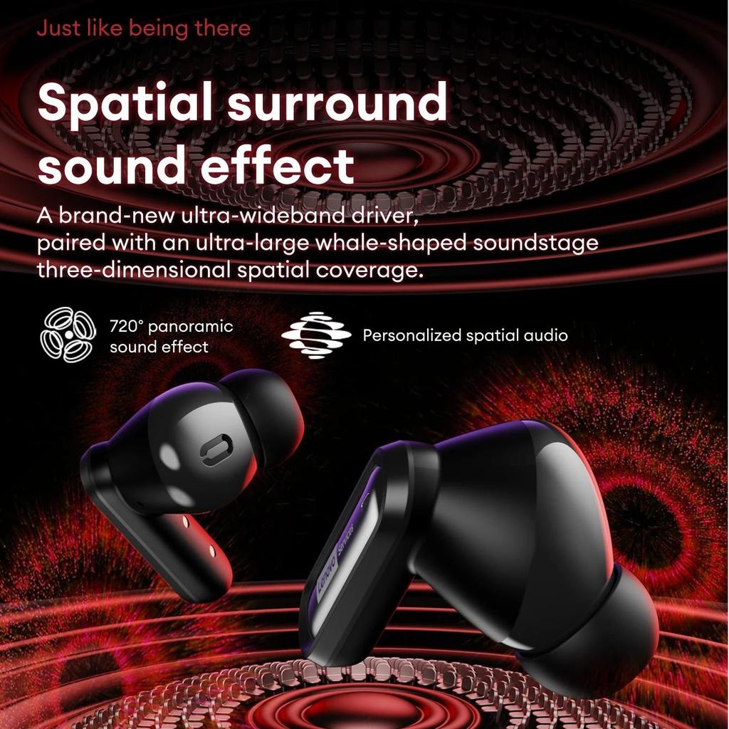 Cuffie da Gaming Wireless Originali Lenovo GT103 Suono Surround 720° Auricolari Bluetooth 6.0 Auricolari Sportivi con Cancellazione del Rumore (ENC) Luce Respiratoria Blu Ghiaccio