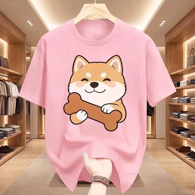 Cute Shiba Inu Graphic T-shirts Summer Women Fashion Short Sleeve Funny Dog Printed Crew Neck Top Holiday
