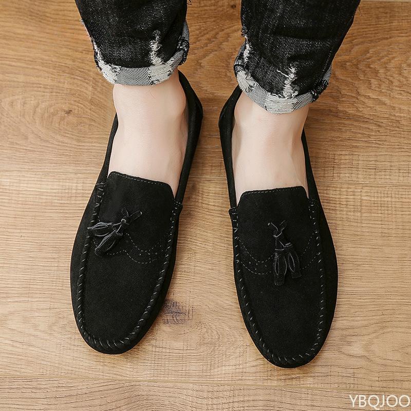 Men's Casual leather Shoes Soft soled driving lazy Loafers Versatile trendy flats Fashion lightweight Male shoes Zapatos ladies