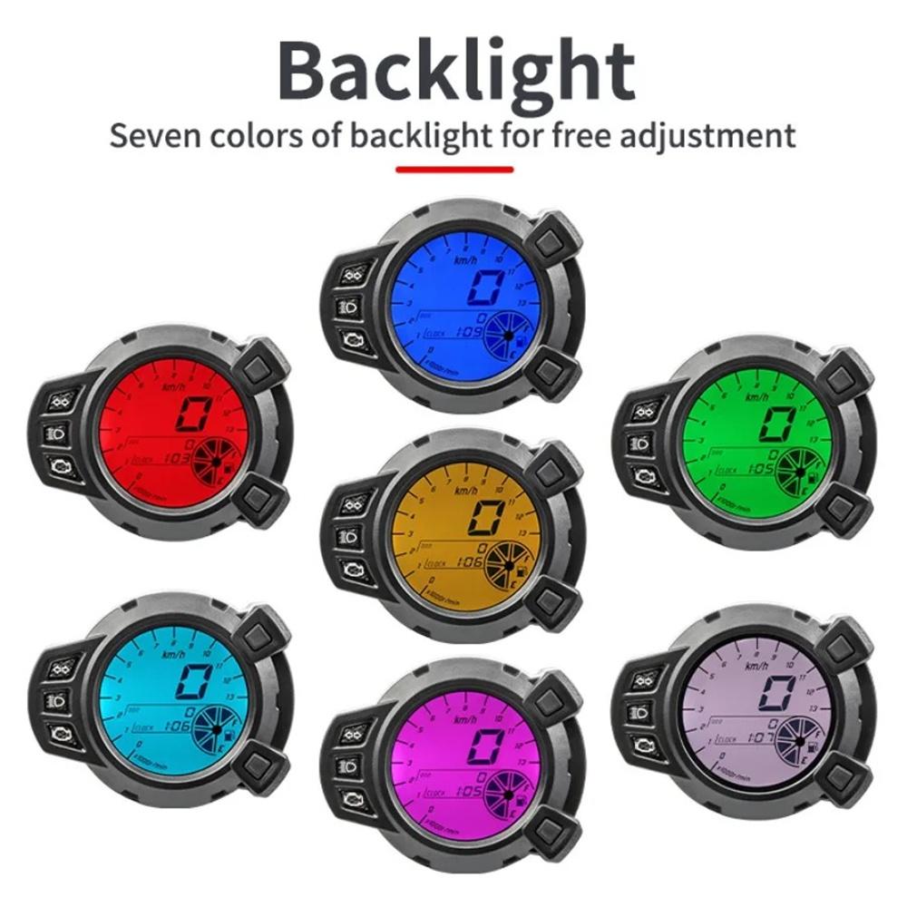 Motorcycle Modified Accessories Multi-Function LCD Meter Digital Instrumentation Odometer Tachometer Gauge Speedometer
