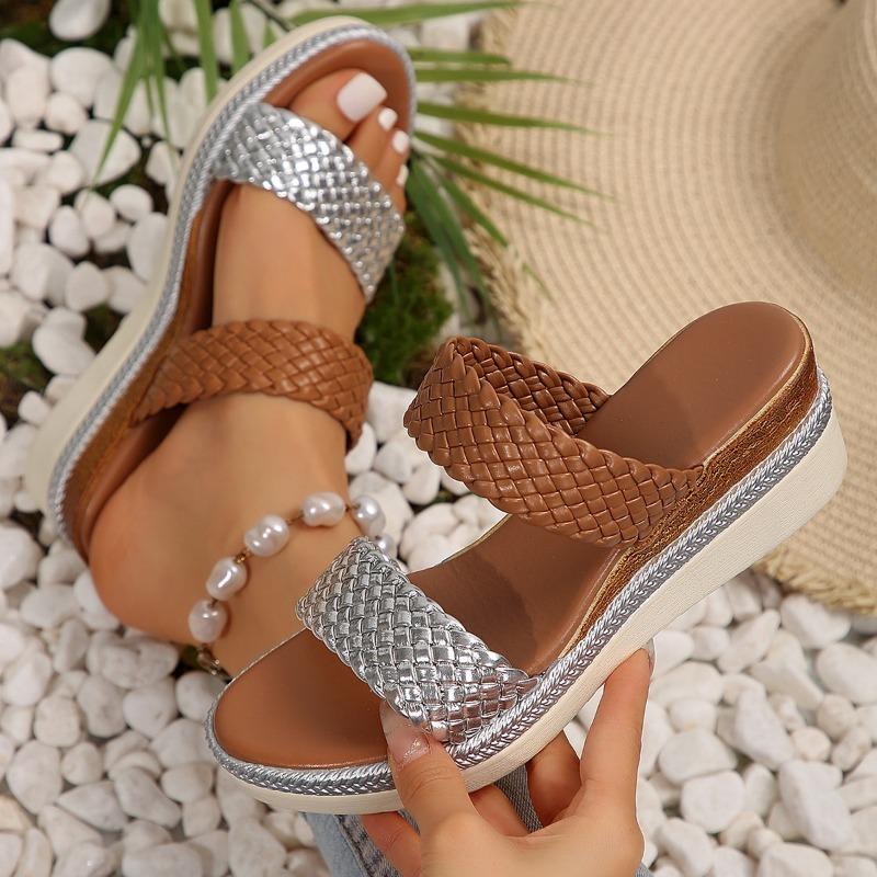 

Women s Open Toe Slip-On Wedge Sandals, Flat Summer Fashion Slides, Plus Size Casual Footwear 42