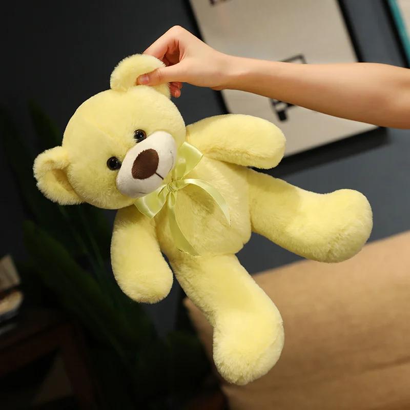 35CM Cute Colorful Bow Tie Bear Doll Plush Toy Hug Bear Doll Children Birthday Gift Pillow Bear Home Living Room Bedroom