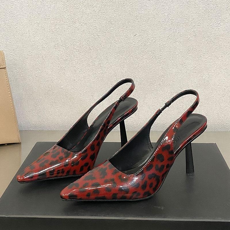 Fashion Fashion Pointed Toe Ladies High Heels Sandals Shoes Female Slip On Footwear Leopard Print Women Heeled Sandals Shoes Pumps