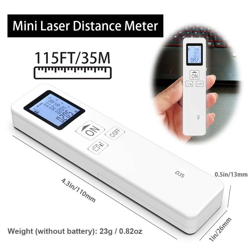 35m Laser Measure LCD Digital Laser Distance Meter Pocket Size Mini Range Finder Distance/ Area/