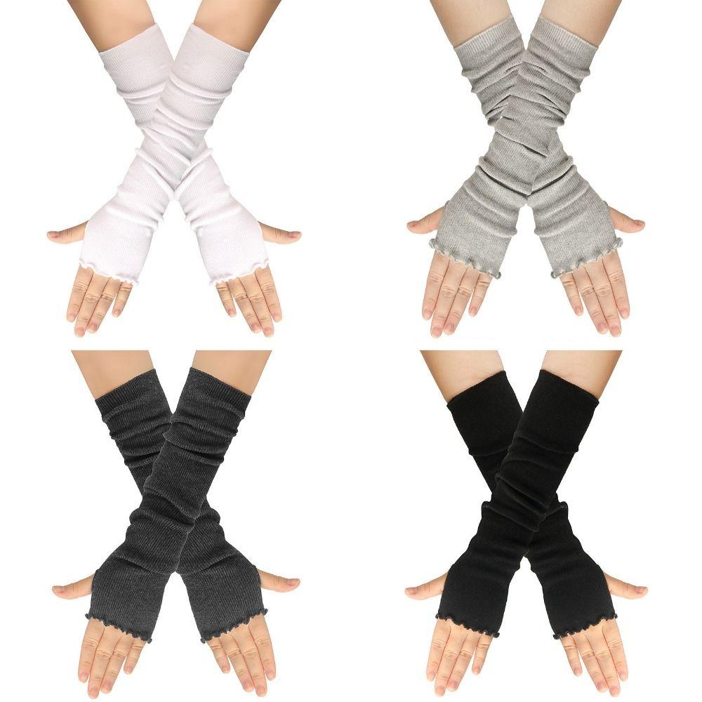 Stretchy Fingerless Gloves Long Design Arm Sleeve Y2K Punk Gloves Y2K Aesthetic
