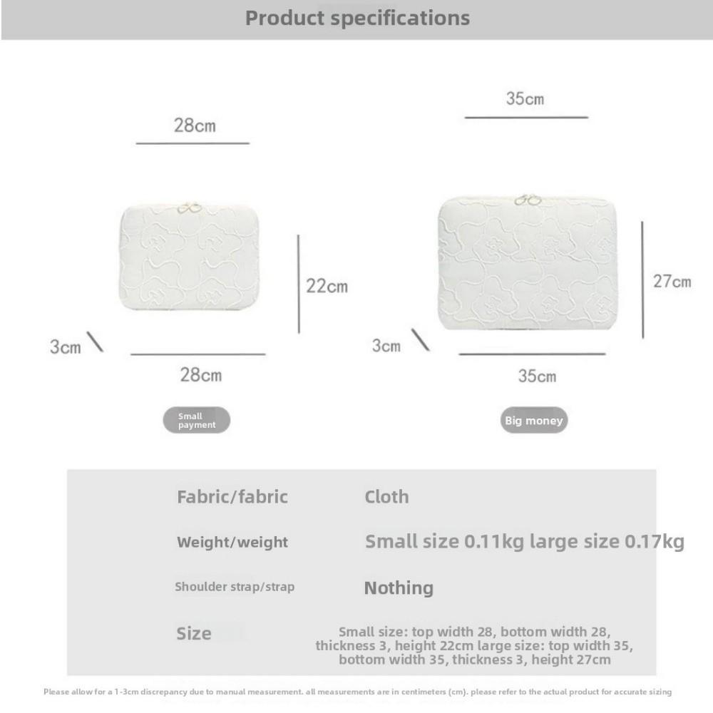 11/14 Inch Laptop Bag Embroidery Flower Soft Tablet Sleeve Case Shockproof Large Capacity for MacBook/iPad/DELL