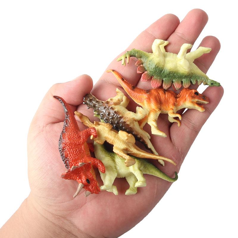 Mini Dinosaur Toy Set: Tyrannosaurus Rex, Brachiosaurus, Stegosaurus, Triceratops, and Dragon for Kids