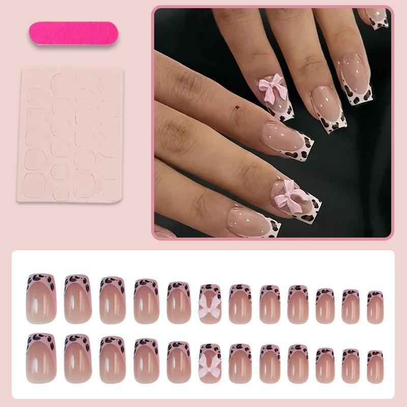 French Style Press On Nails Cartoon Design Women S Fake Nails 24 Pieces