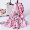 Women 100% Real Silk Long Scarf Luxury Flower Print Chinese Silk Headband Scarves  Natural Silk Shawls Wraps Foulard Femme